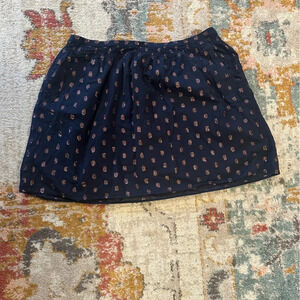 J. Crew navy mini skirt with gold metallic dots